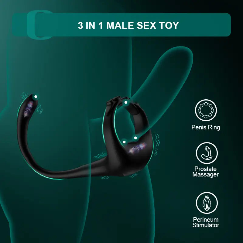 PR4: Adjustable Vibrating Cock Ring with 10 Vibration Modes & Prostate Stimulator