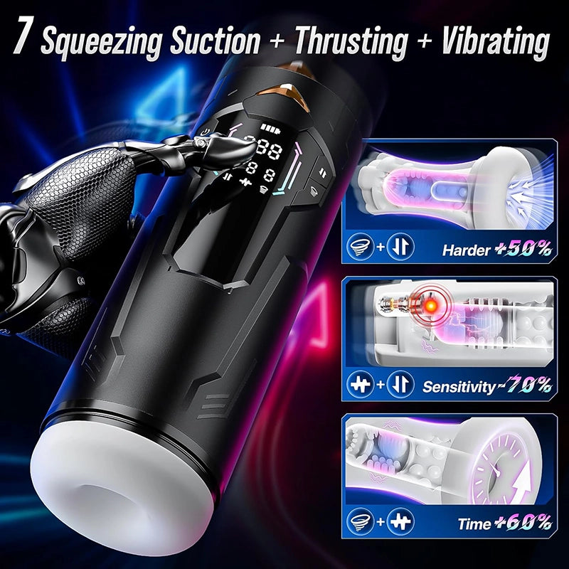 XT4: Hands Free Masturbators with 7 Thrusting & Sucking & Vibration Modes