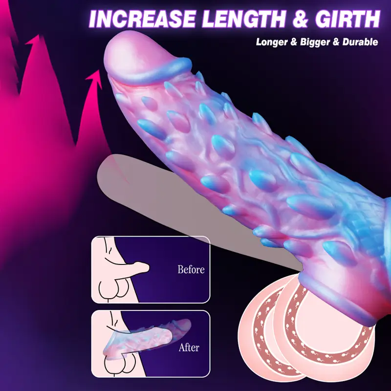 7.8" x 1.85" Monster Penis Sleeve for Couples
