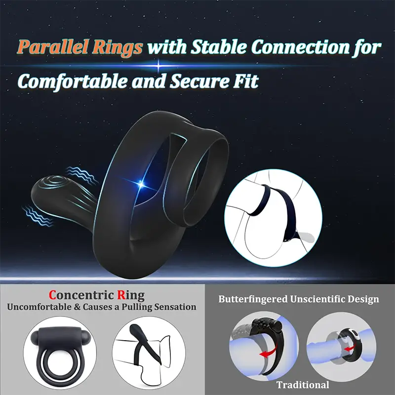 PR6: Dual Motors Penis Testicle Taint Remote Control Cock Ring