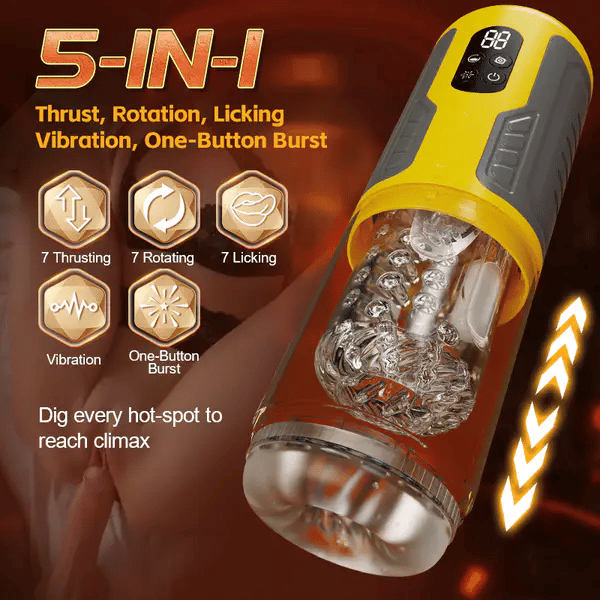 XR15: Licking Massage Thrust Rotation Vibrating One-Key Burst Stroker