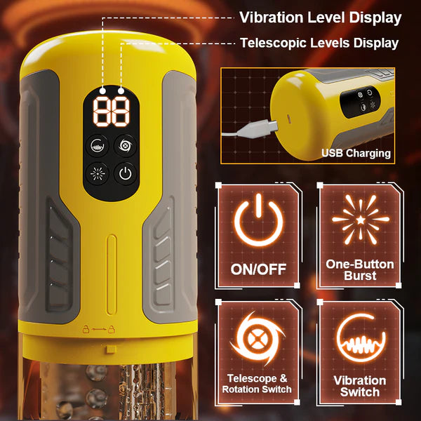 XR15: Licking Massage Thrust Rotation Vibrating One-Key Burst Stroker