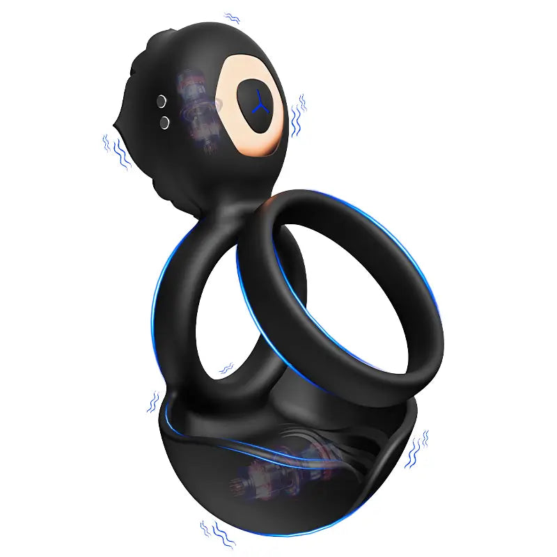PR5: Vibrating Testicle Taint Clitoral Stimulator 3 In 1 Cock Ring