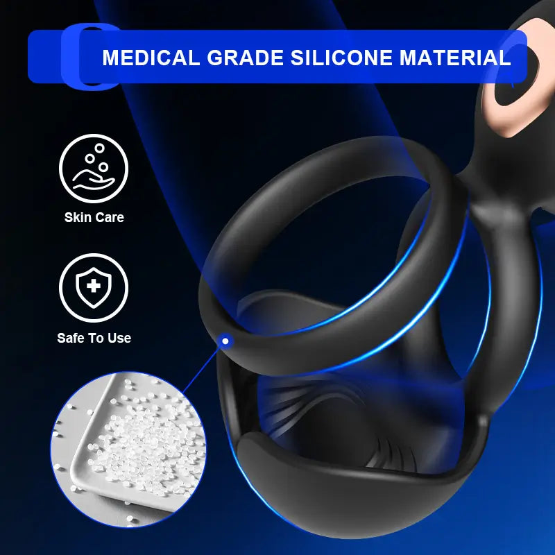 PR5: Vibrating Testicle Taint Clitoral Stimulator 3 In 1 Cock Ring