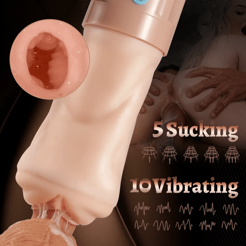 XV7: Vibrator Pocket Pussy with 5 Sucking Oral Swallowing 10 Vibrating Massage Training