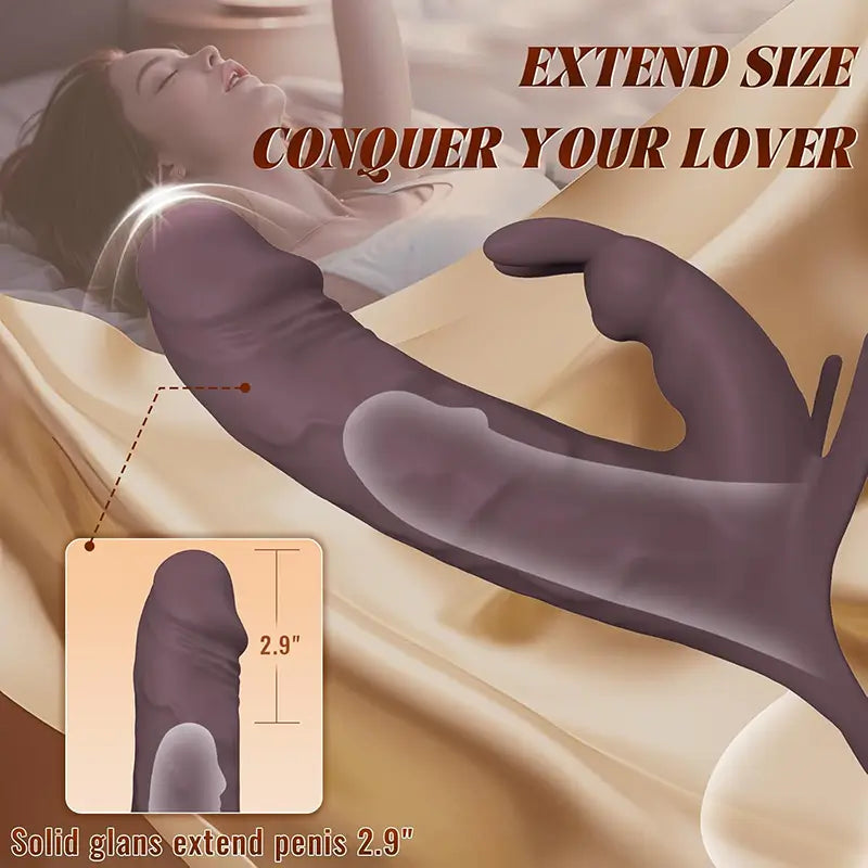 APP & Remote Control Wearable Penis Sleeve with G Spot Rabbit Vibrator