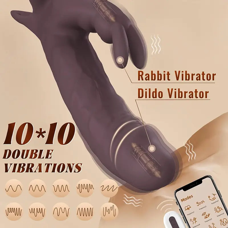 APP & Remote Control Wearable Penis Sleeve with G Spot Rabbit Vibrator