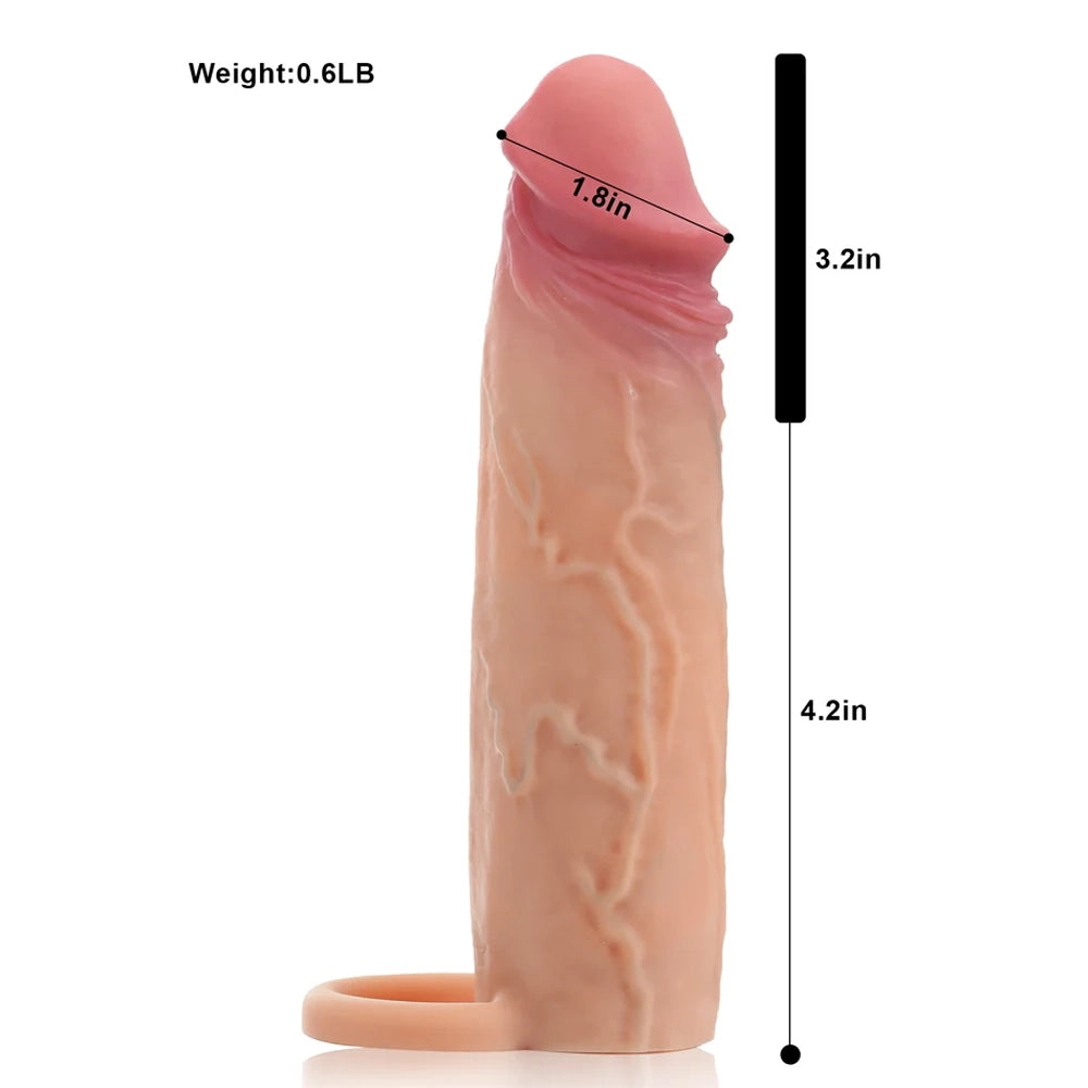 7.4" x 1.8" Best Sliding Skin Vibrating Cock Sleeve