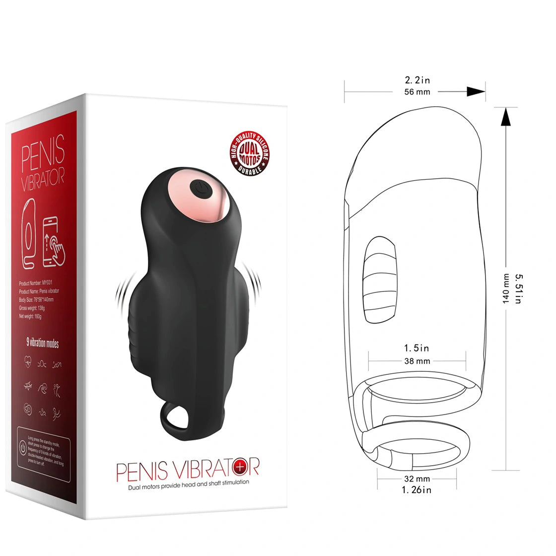 XG4: Dual Motor 9 Vibrating App Control Glans Trainer with Penis Ring