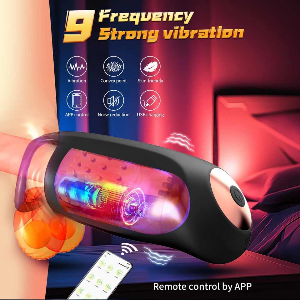 XG4: Dual Motor 9 Vibrating App Control Glans Trainer with Penis Ring