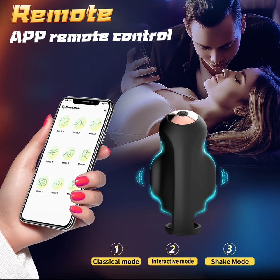 XG4: Dual Motor 9 Vibrating App Control Glans Trainer with Penis Ring