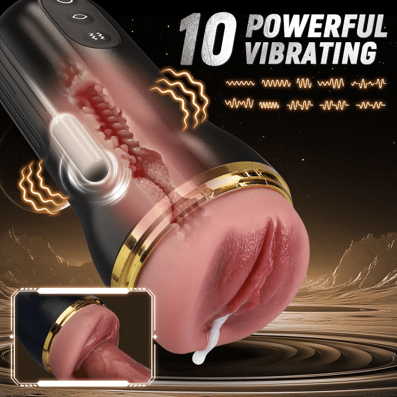 XV6: Pocket Vagina Deep Throat Male Vibrating Masturbator with 10 Vibrating Sucking Modes