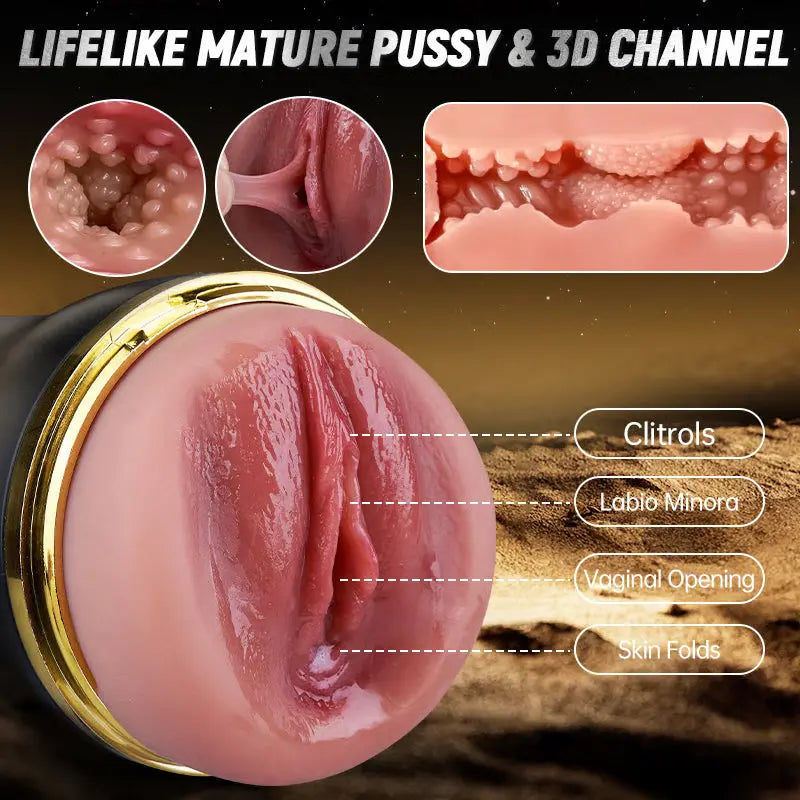 XV6: Pocket Vagina Deep Throat Male Vibrating Masturbator with 10 Vibrating Sucking Modes