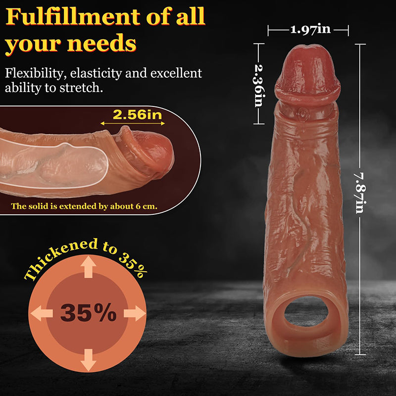 7.8" x 1.9" Real Skin Penis Sleeve with Penis Ring