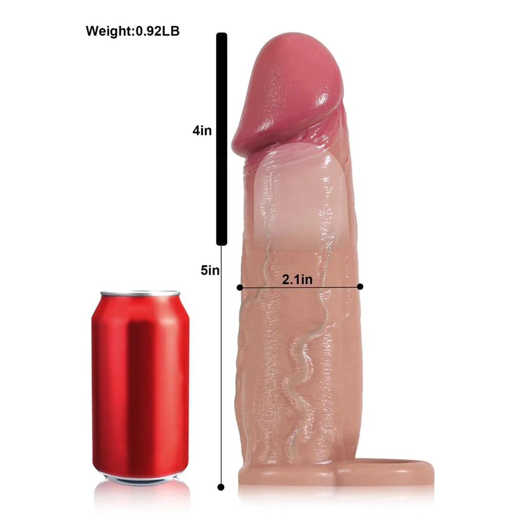 9" x 2.1" Sliding Skin Realistic Big Cock Sleeve