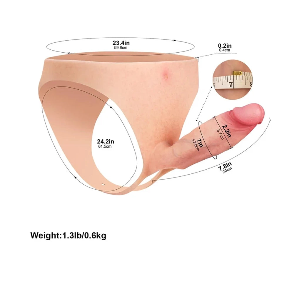 7.8" x 2" Wearable Hollow Penis Sleeve • ED Cock Sleeve