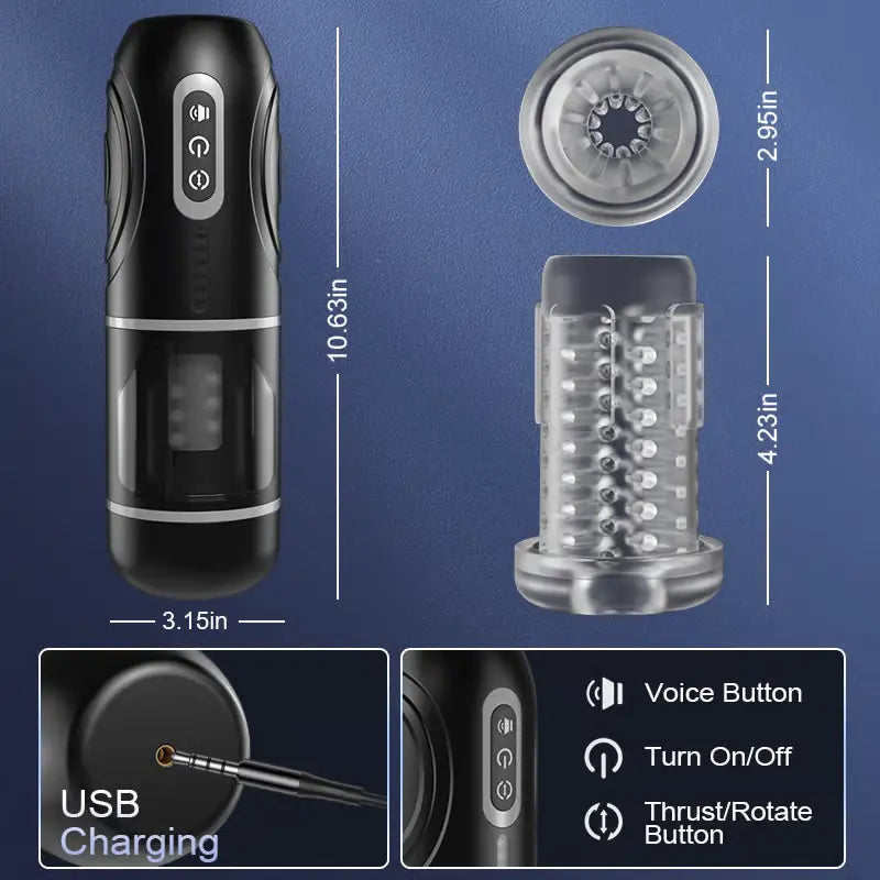 XR12: Telescopic Rotation Masturbation Cup with Suction Base