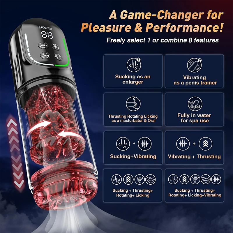 XR4 Pro: App-Control Waterproof Thrusting Rotating Sucking Vibrating Licking Blowjob Masturbator