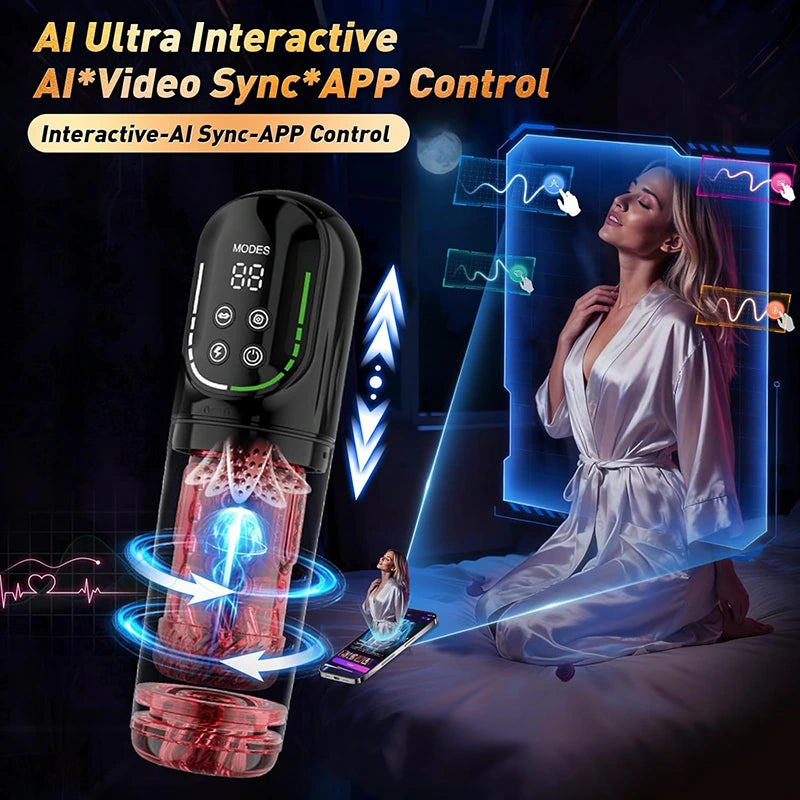 XR4 Pro: App-Control Waterproof Thrusting Rotating Sucking Vibrating Licking Blowjob Masturbator